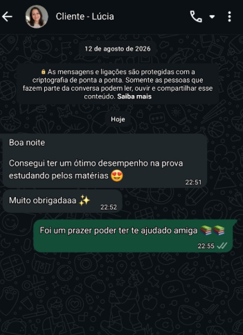 Depoimento de aluna sobre o material de inglês
